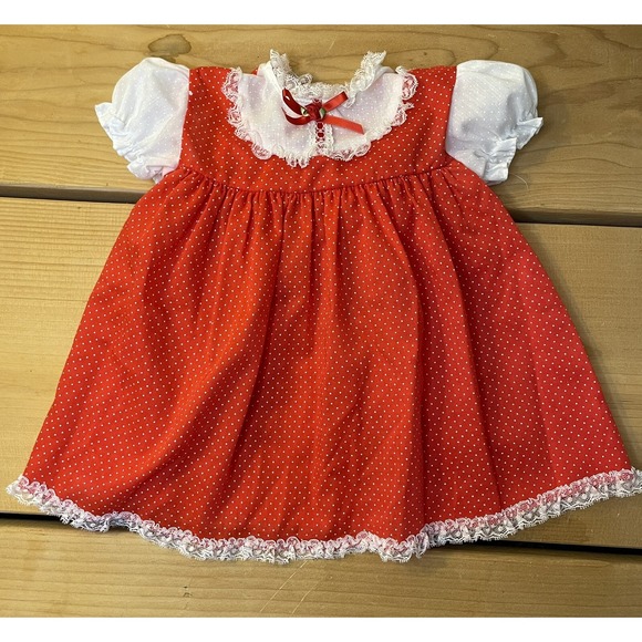 Cutest One Other - Vintage Cutest One Brand Infant 12M Frilly Ruffle Lace Party Dress Puff Sleeves